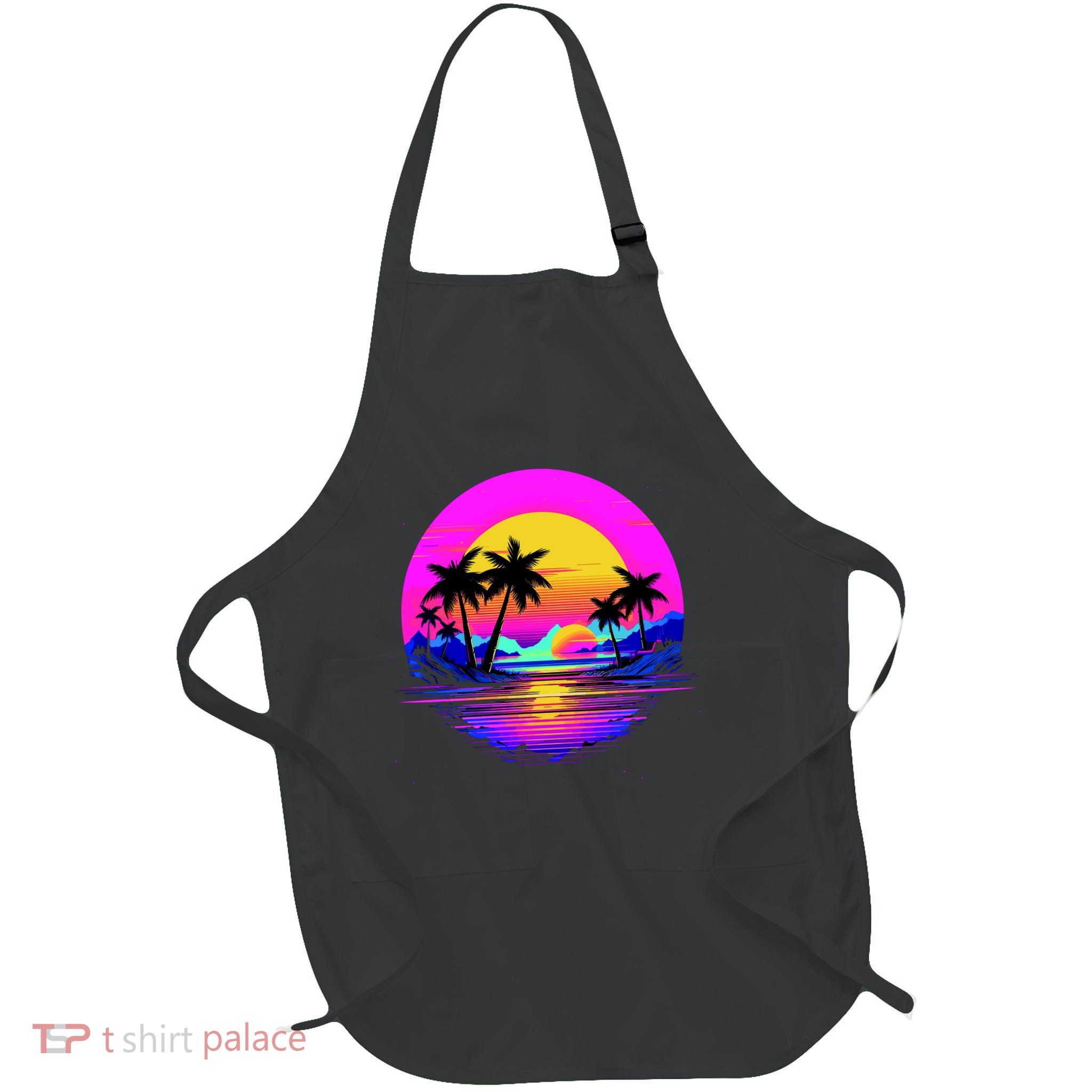Miami Beach Sun Set Vibrant Full-Length Apron With Pockets
