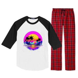 Miami Beach Sun Set Vibrant Raglan Sleeve Pajama Set