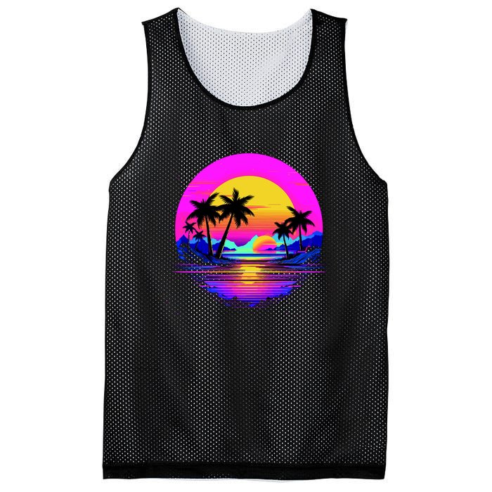 Miami Beach Sun Set Vibrant Mesh Reversible Basketball Jersey Tank