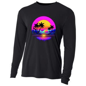 Miami Beach Sun Set Vibrant Cooling Performance Long Sleeve Crew