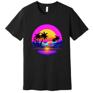 Miami Beach Sun Set Vibrant Premium T-Shirt