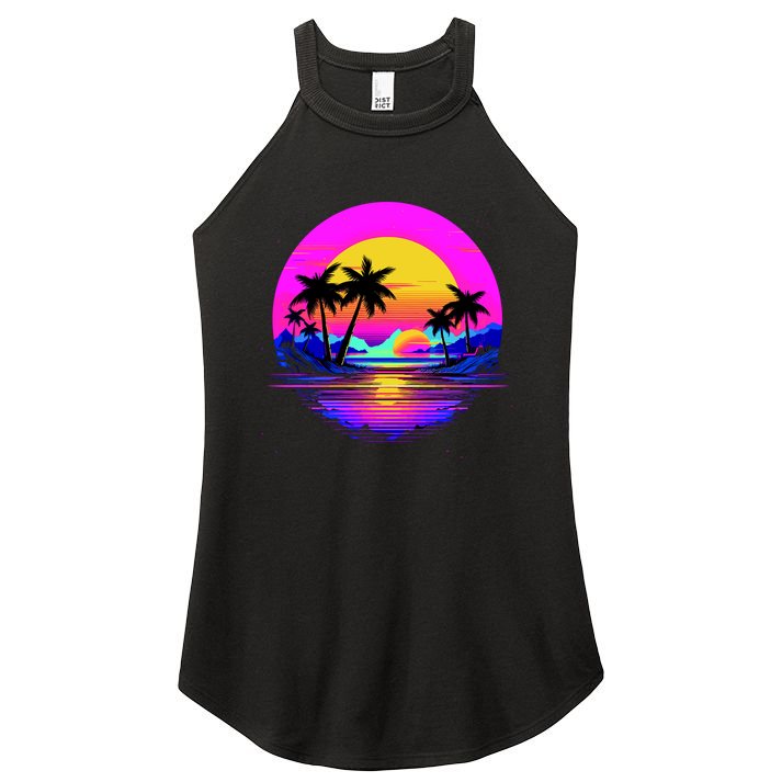 Miami Beach Sun Set Vibrant Women's Perfect Tri Rocker Tank