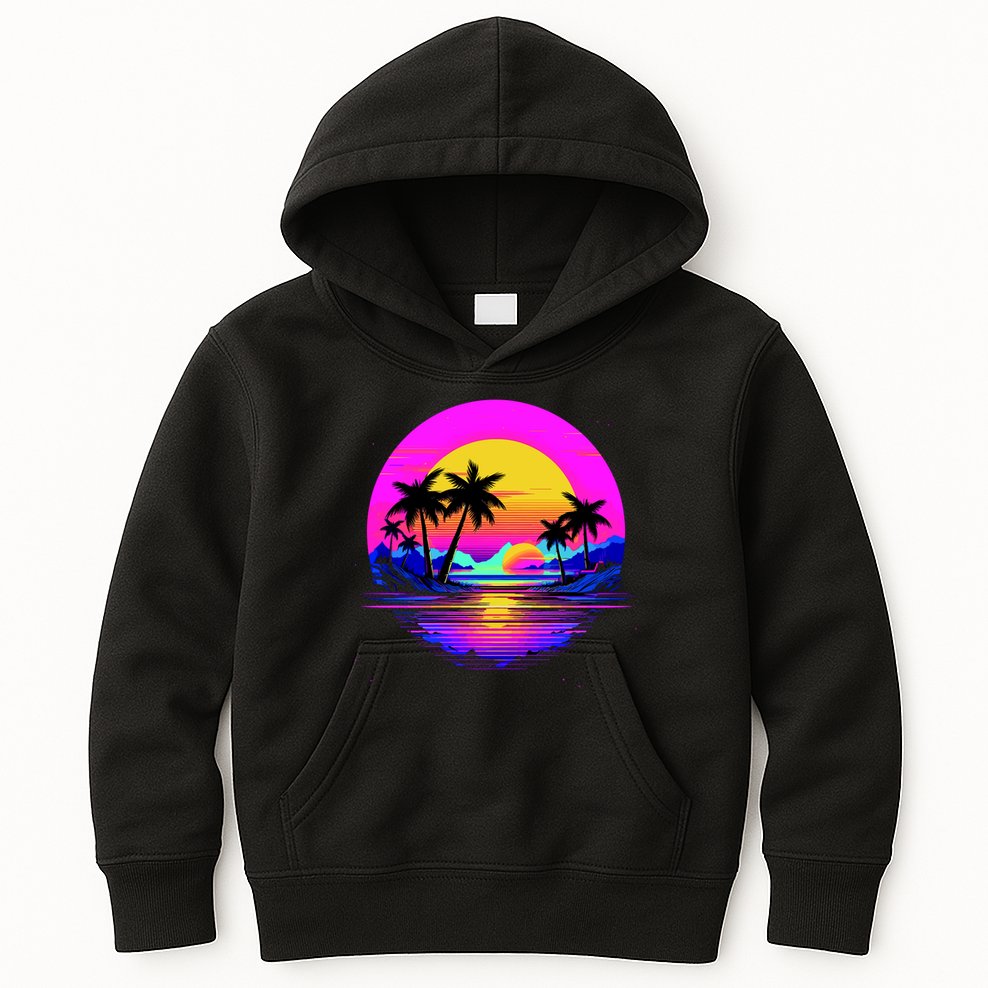 Miami Beach Sun Set Vibrant Kids Hoodie
