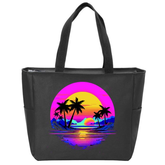 Miami Beach Sun Set Vibrant Zip Tote Bag