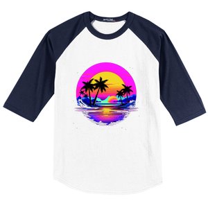 Miami Beach Sun Set Vibrant Baseball Sleeve Shirt