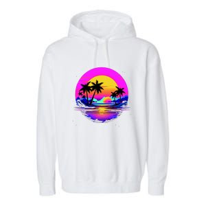 Miami Beach Sun Set Vibrant Garment-Dyed Fleece Hoodie