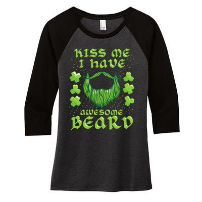 Me Beard St Patricks Day As, Dad And Daddy Gifts Women's Tri-Blend 3/4-Sleeve Raglan Shirt