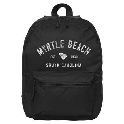 Myrtle Beach Souvenir Est 1938 South Carolina Retro Varsity 16 in Basic Backpack
