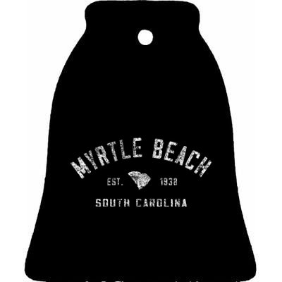 Myrtle Beach Souvenir Est 1938 South Carolina Retro Varsity Ceramic Bell Ornament