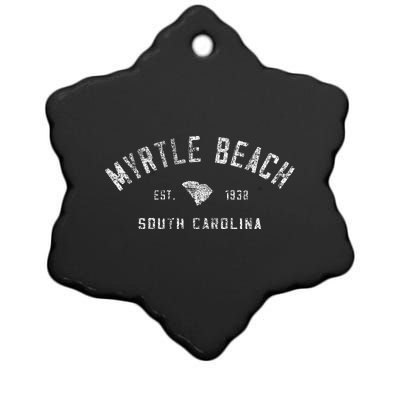 Myrtle Beach Souvenir Est 1938 South Carolina Retro Varsity Ceramic Star Ornament