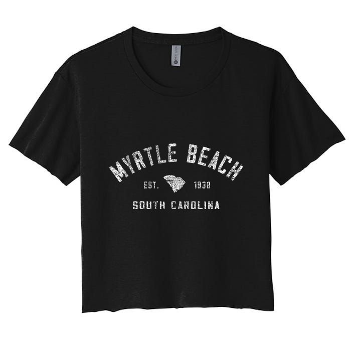 Myrtle Beach Souvenir Est 1938 South Carolina Retro Varsity Crop Top