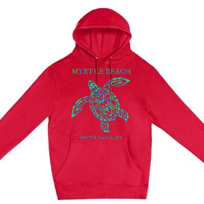 Myrtle Beach South Carolina Sea Turtle Colorful Souvenir Premium Pullover Hoodie