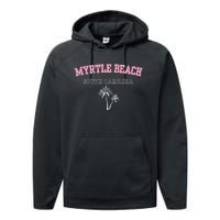 Myrtle Beach South Carolina Souvenir Palm Tree Holiday Performance Fleece Hoodie