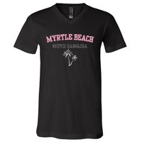 Myrtle Beach South Carolina Souvenir Palm Tree Holiday V-Neck T-Shirt