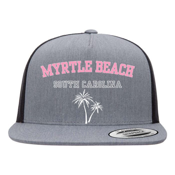 Myrtle Beach South Carolina Souvenir Palm Tree Holiday Flat Bill Trucker Hat