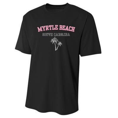 Myrtle Beach South Carolina Souvenir Palm Tree Holiday Performance Sprint T-Shirt