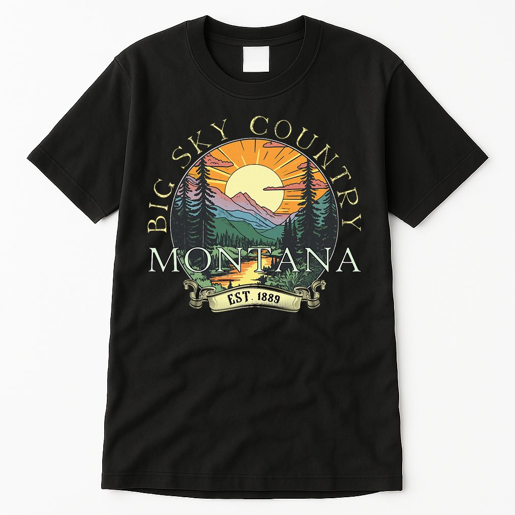 Montana Big Sky Country Mountains Vintage Tall T-Shirt