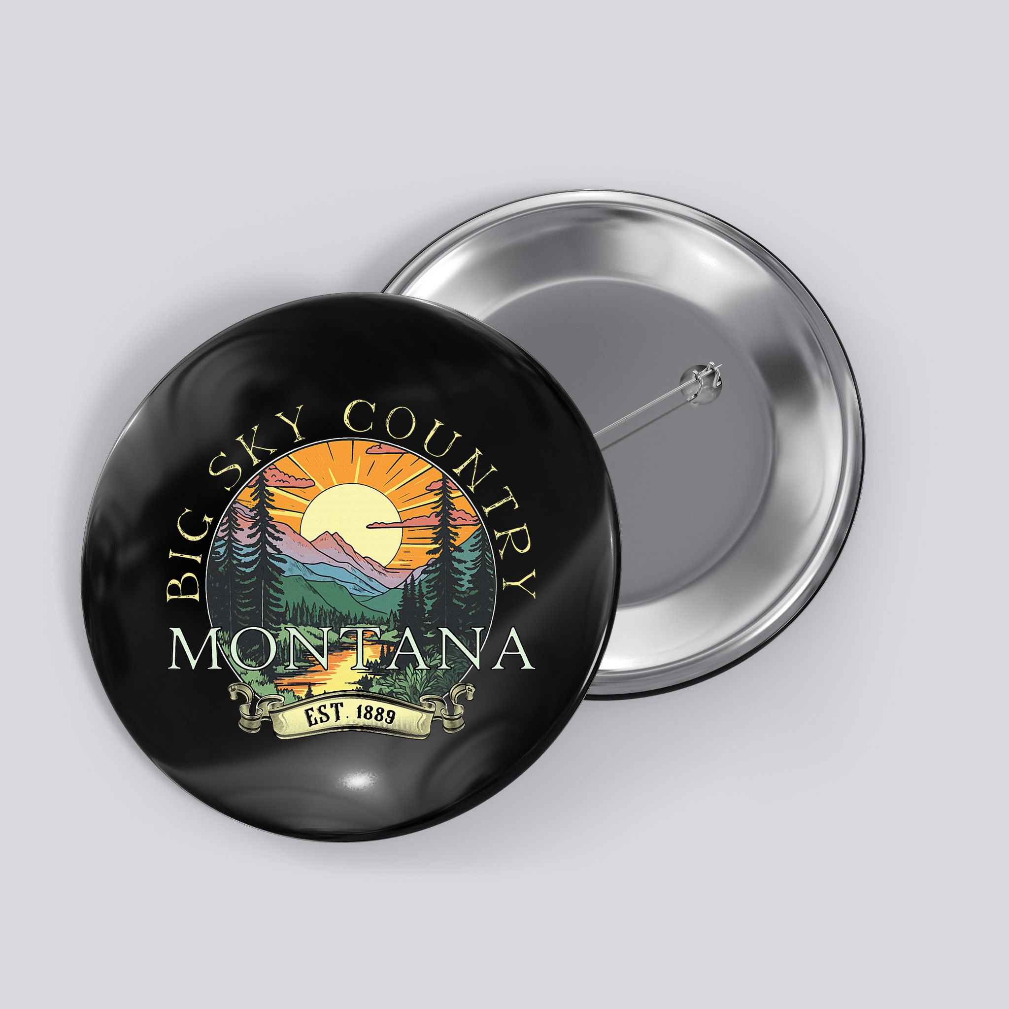 Montana Big Sky Country Mountains Vintage Button