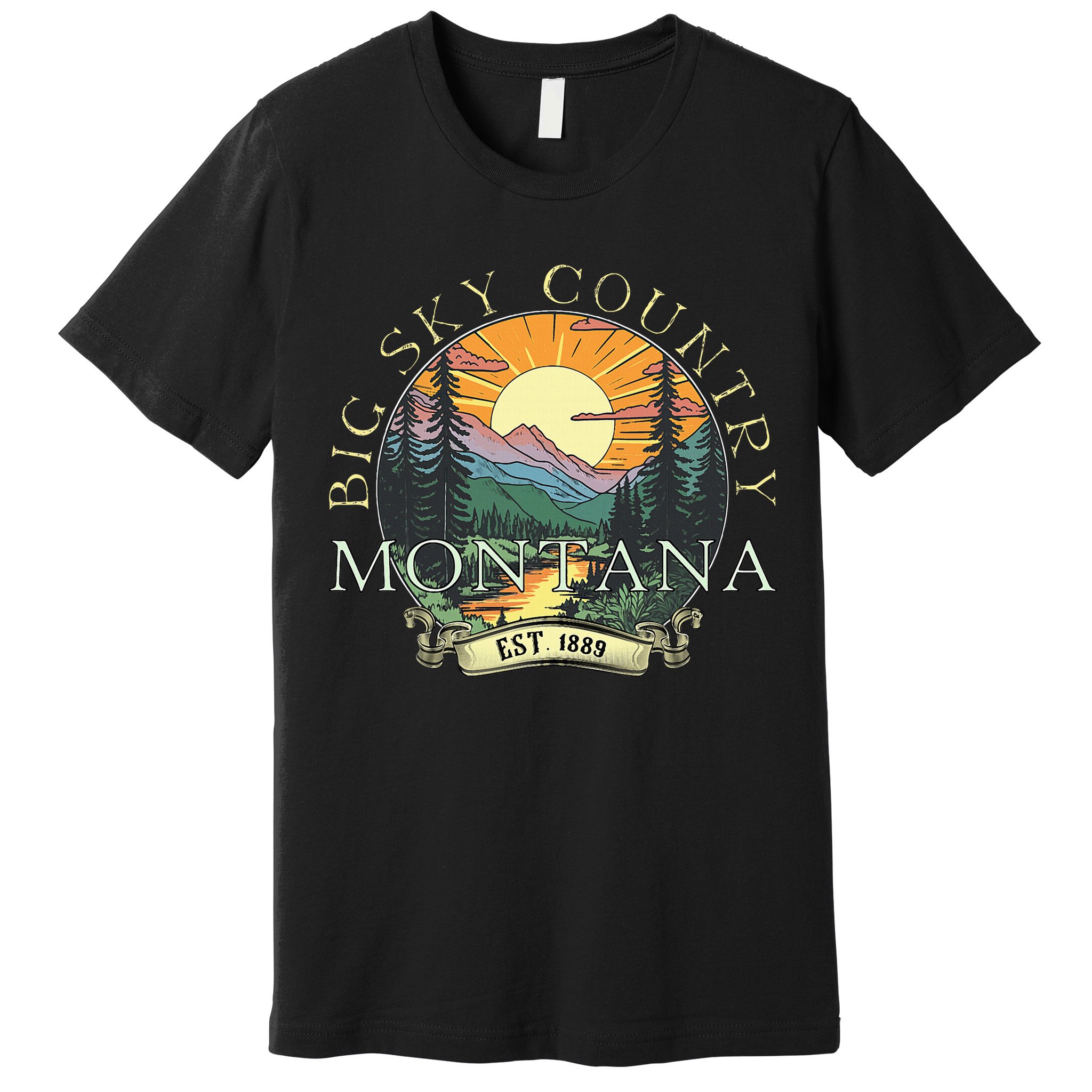 Montana Big Sky Country Mountains Vintage Premium T-Shirt