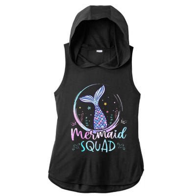 Mermaid Birthday Squad Partys Women Mermaid Ladies PosiCharge Tri-Blend Wicking Draft Hoodie Tank