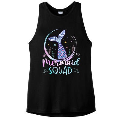 Mermaid Birthday Squad Partys Women Mermaid Ladies PosiCharge Tri-Blend Wicking Tank