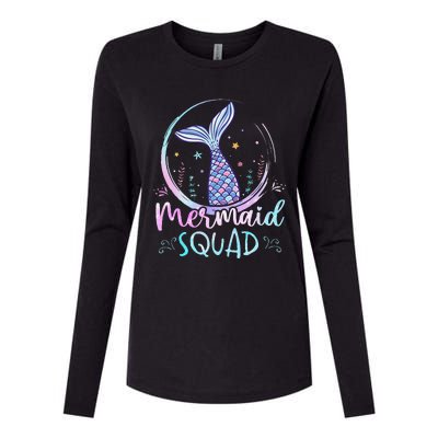 Mermaid Birthday Squad Partys Women Mermaid Womens Cotton Relaxed Long Sleeve T-Shirt