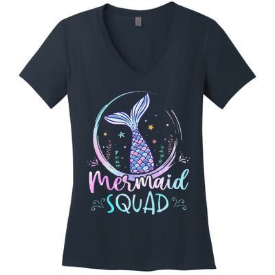 Mermaid Birthday Squad Partys Women Mermaid Women's V-Neck T-Shirt