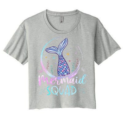 Mermaid Birthday Squad Partys Women Mermaid Women's Crop Top Tee