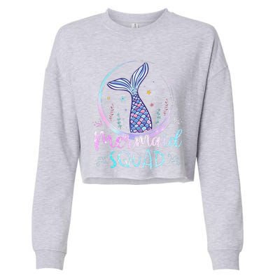 Mermaid Birthday Squad Partys Women Mermaid Cropped Pullover Crew