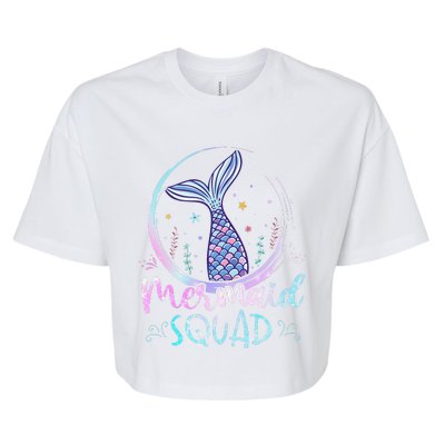 Mermaid Birthday Squad Partys Women Mermaid Bella+Canvas Jersey Crop Tee