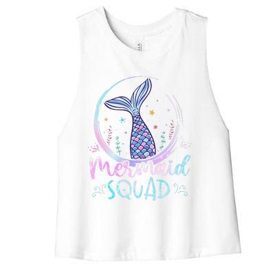 Mermaid Birthday Squad Partys Women Mermaid Women's Racerback Cropped Tank