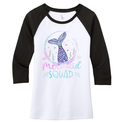 Mermaid Birthday Squad Partys Women Mermaid Women's Tri-Blend 3/4-Sleeve Raglan Shirt