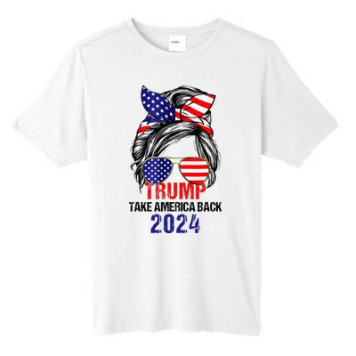 Messy Bun Support Trump 2024 Flag Take America Back Tall Fusion ChromaSoft Performance T-Shirt