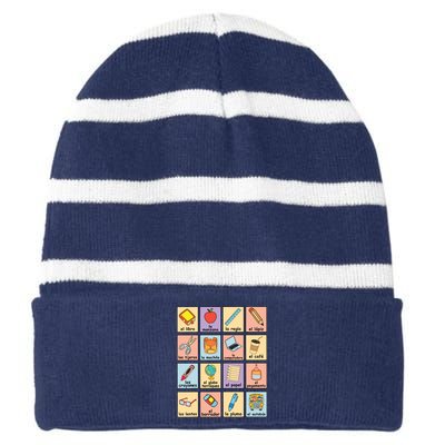 Maestra Bilingue Spanish Teacher Back To School Striped Beanie with Solid Band