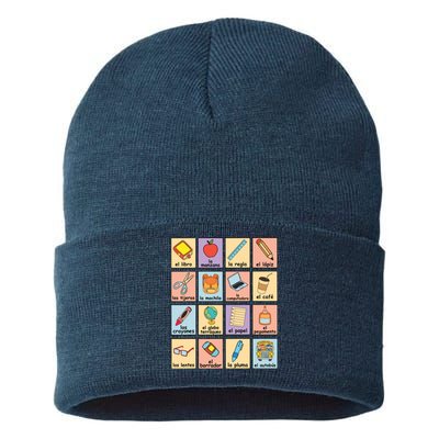 Maestra Bilingue Spanish Teacher Back To School Sustainable Knit Beanie