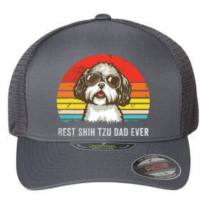 Men Best Shih Tzu Dad Ever Funny Shih Tzu Dad Gift Dog Lover Flexfit Unipanel Trucker Cap