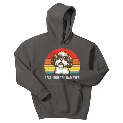 Men Best Shih Tzu Dad Ever Funny Shih Tzu Dad Gift Dog Lover Kids Hoodie