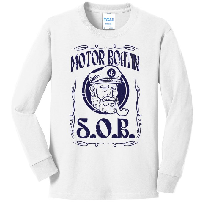 Motor Boating Sob Funny Motorboat Humor Captain Owner Kids Long Sleeve Shirt