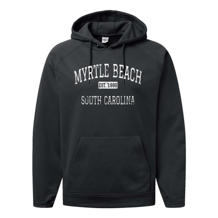 Myrtle Beach South Carolina SC Vintage Performance Fleece Hoodie