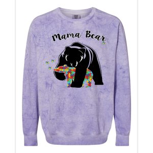 Mama Bear Support Love Autism Awareness Gift Colorblast Crewneck Sweatshirt