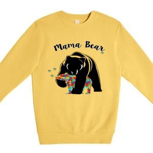 Mama Bear Support Love Autism Awareness Gift Premium Crewneck Sweatshirt