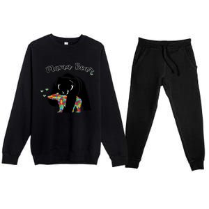 Mama Bear Support Love Autism Awareness Gift Premium Crewneck Sweatsuit Set