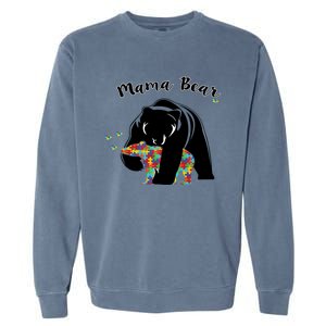 Mama Bear Support Love Autism Awareness Gift Garment-Dyed Sweatshirt