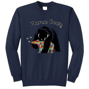 Mama Bear Support Love Autism Awareness Gift Tall Sweatshirt