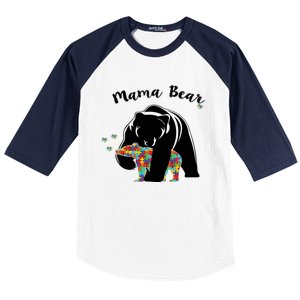 Mama Bear Support Love Autism Awareness Gift Baseball Sleeve Shirt