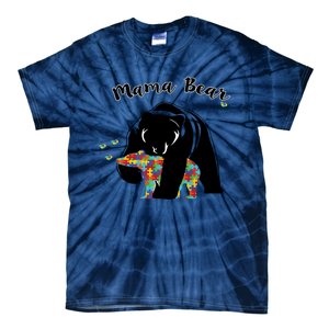 Mama Bear Support Love Autism Awareness Gift Tie-Dye T-Shirt