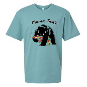 Mama Bear Support Love Autism Awareness Gift Sueded Cloud Jersey T-Shirt