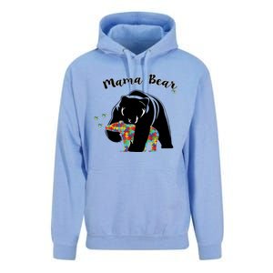 Mama Bear Support Love Autism Awareness Gift Unisex Surf Hoodie