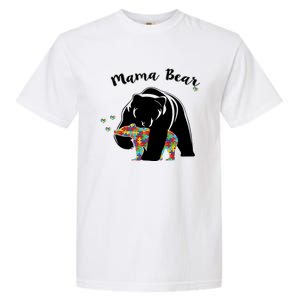 Mama Bear Support Love Autism Awareness Gift Garment-Dyed Heavyweight T-Shirt