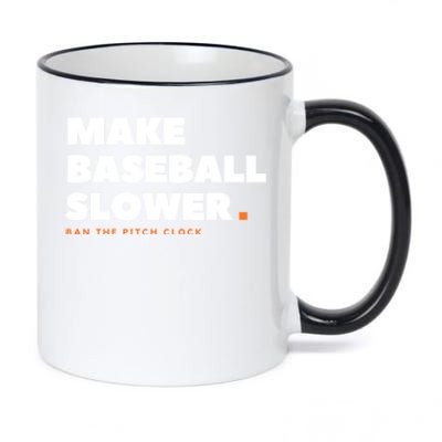 MAKE BASEBALL SLOWER Ban The Pitch Clock Humor Funny 11oz Black Color Changing Mug